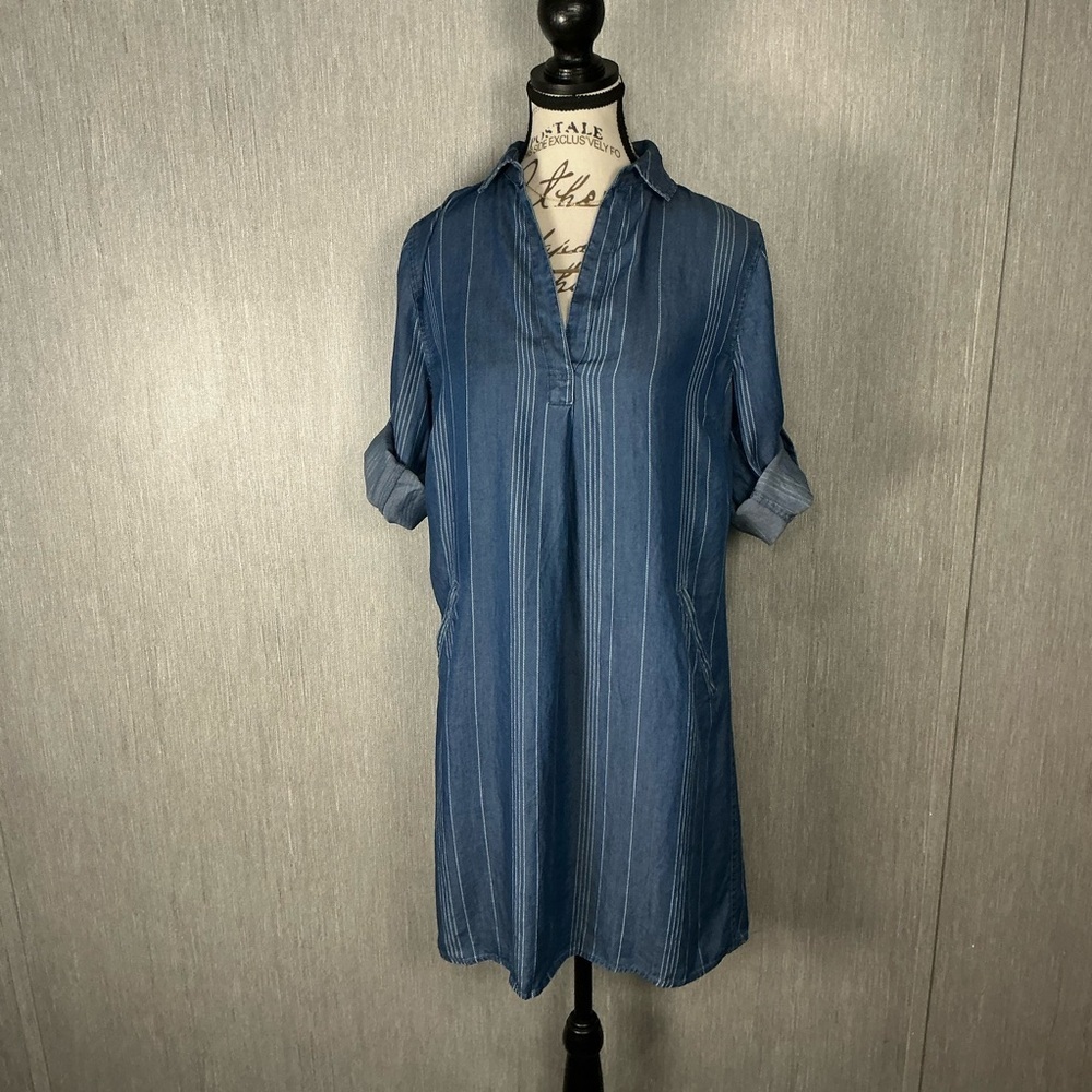 Market Spruce Blue Stripe Tunic Shirt Dress Size XS - Picture 6 of 12